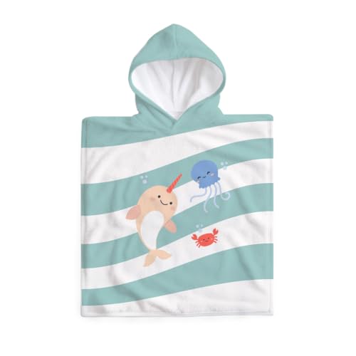 Miniland Badeponcho Kinder Baumwolle mit Kapuze