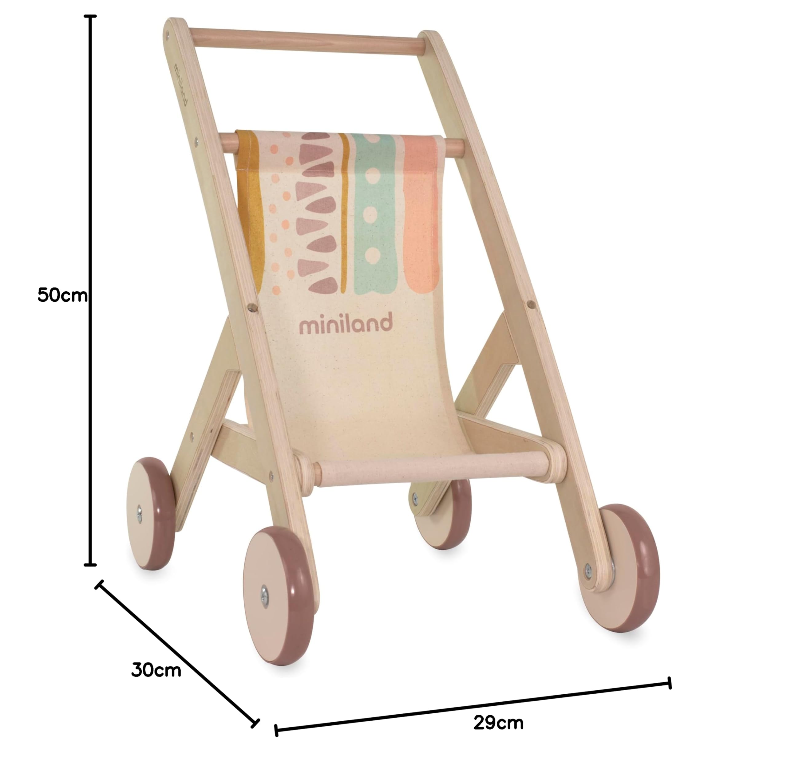 Miniland Dolls Puppenwagen Holz für 38cm Puppen ab 18 Monate