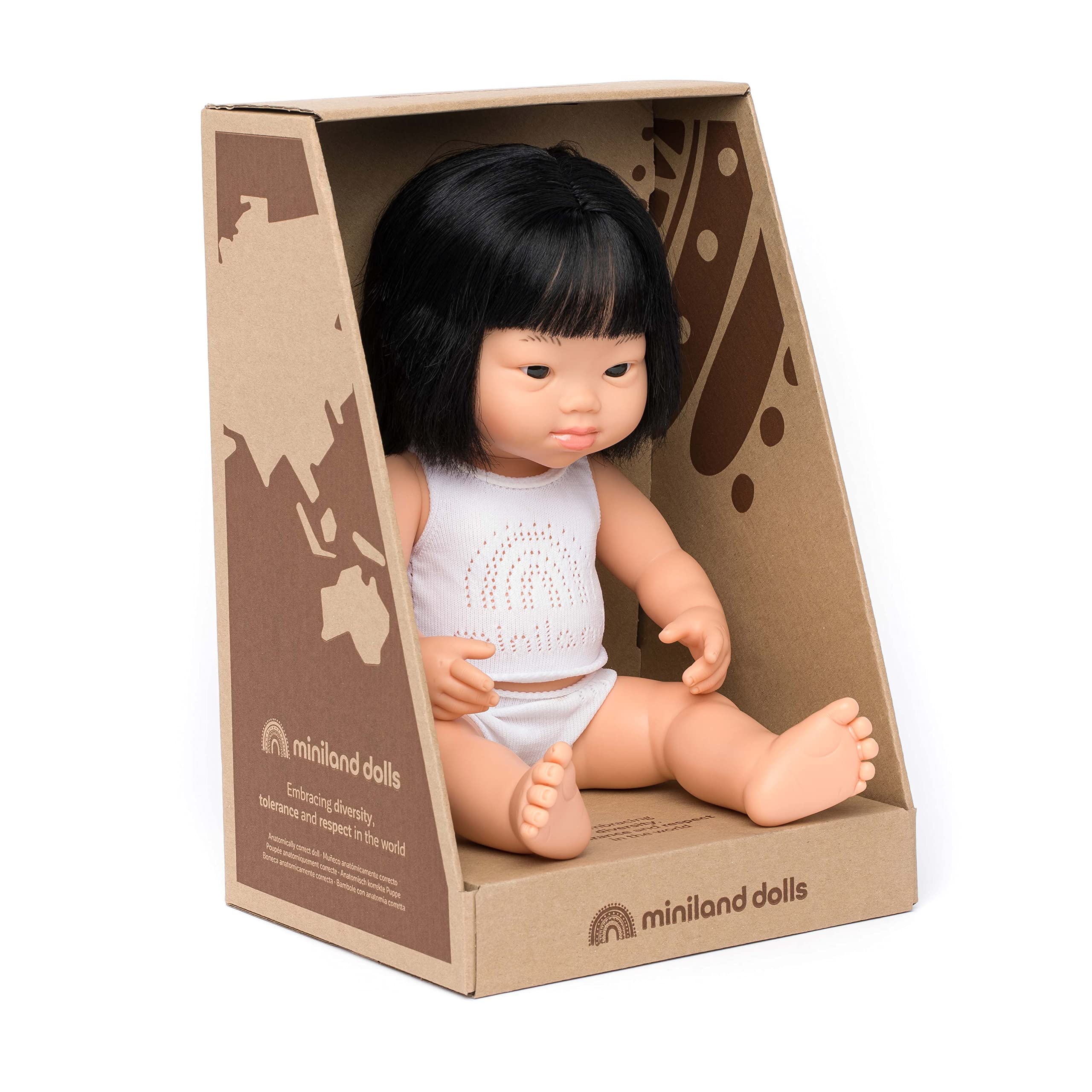 Miniland Dolls Babypuppe Mädchen Down Syndrom 38cm