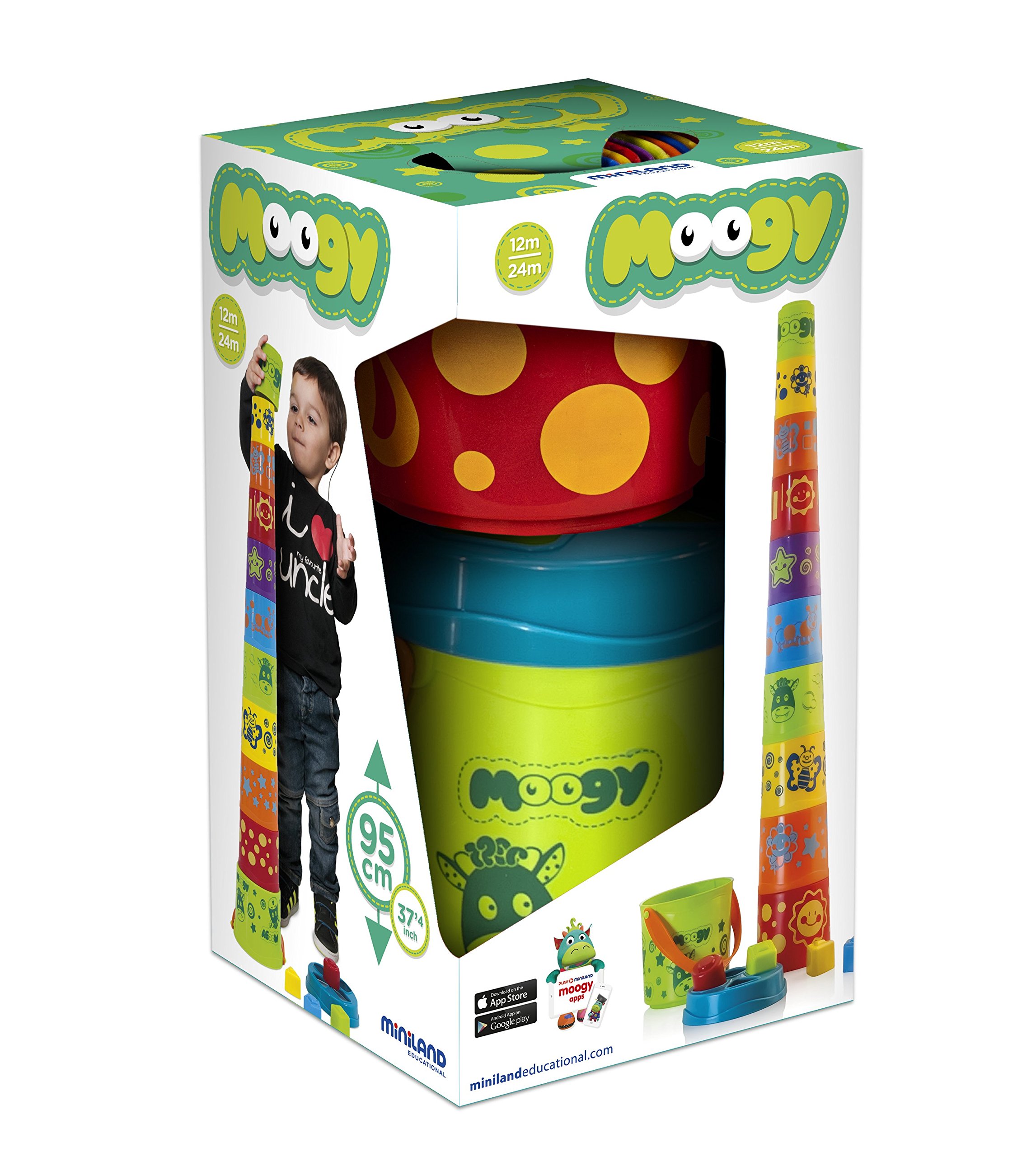 Miniland 96285 Giantte Moogy Stapelbecher 11-tlg 95cm