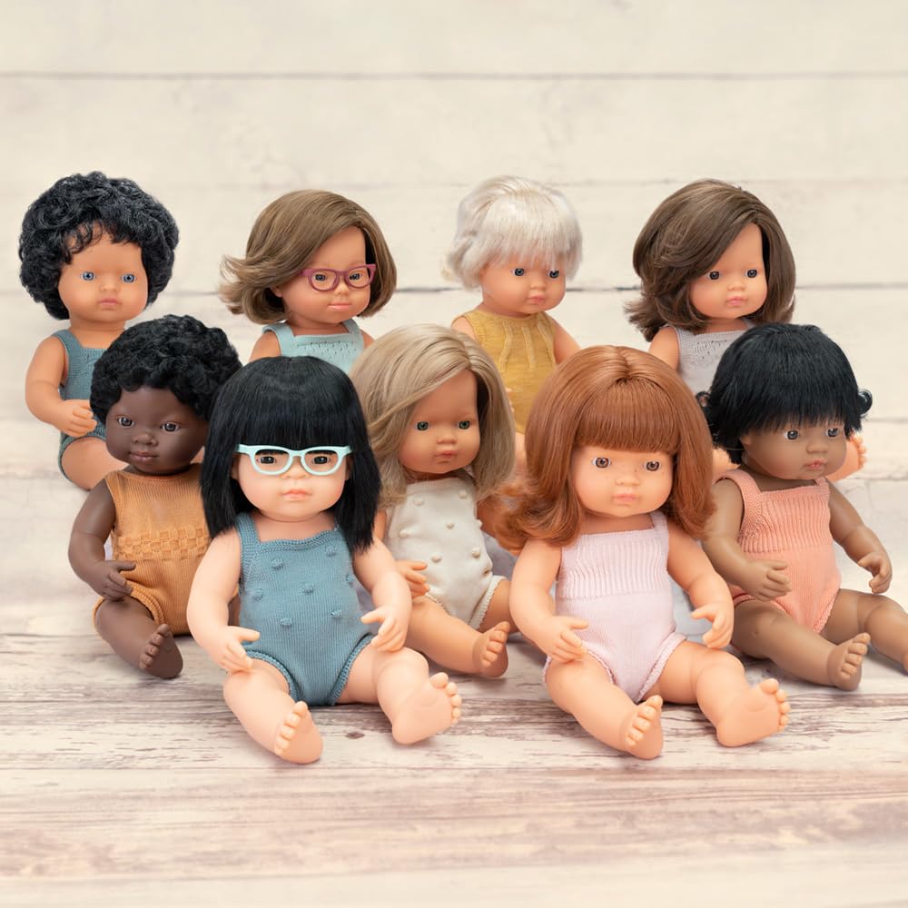 Miniland Colourful Babypuppe 38 cm braun lockig Vanilleduft