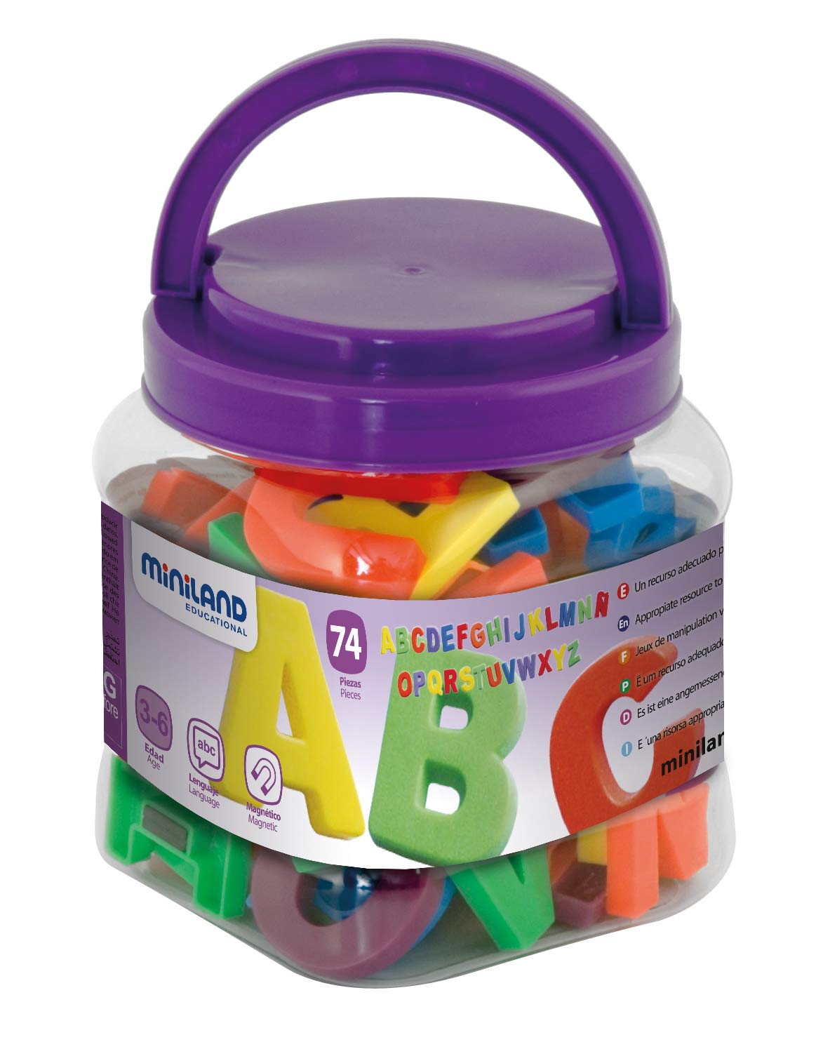 Miniland Jumbo-Buchstaben Magnetisch 74 Teile Dose