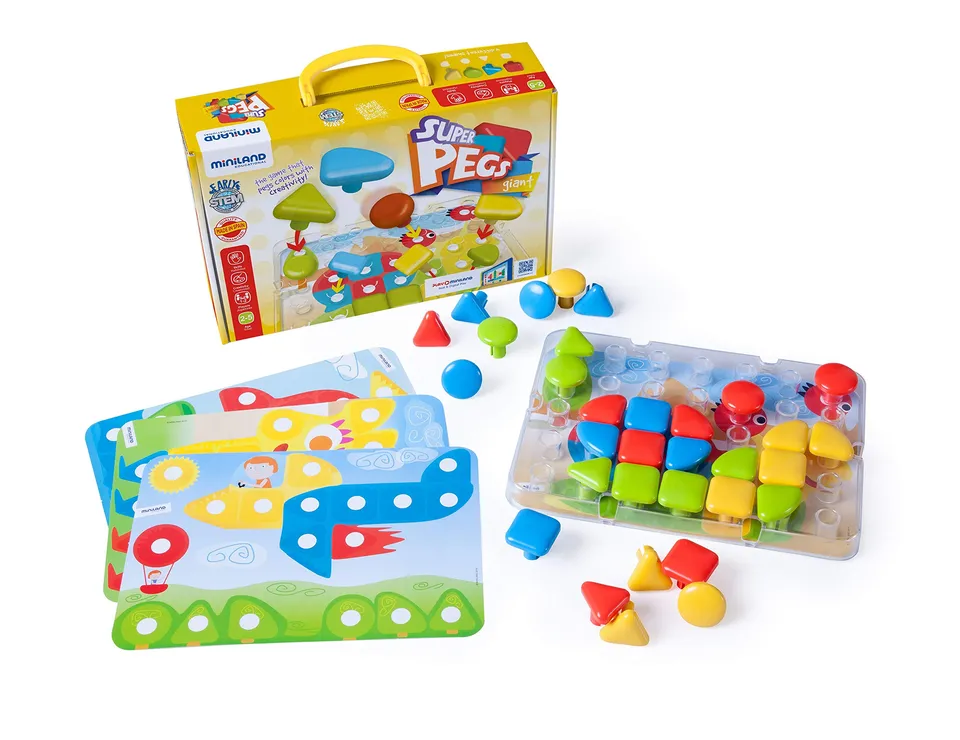 Miniland Super Pegs 45319 Steckspiel Mosaik 39 mm