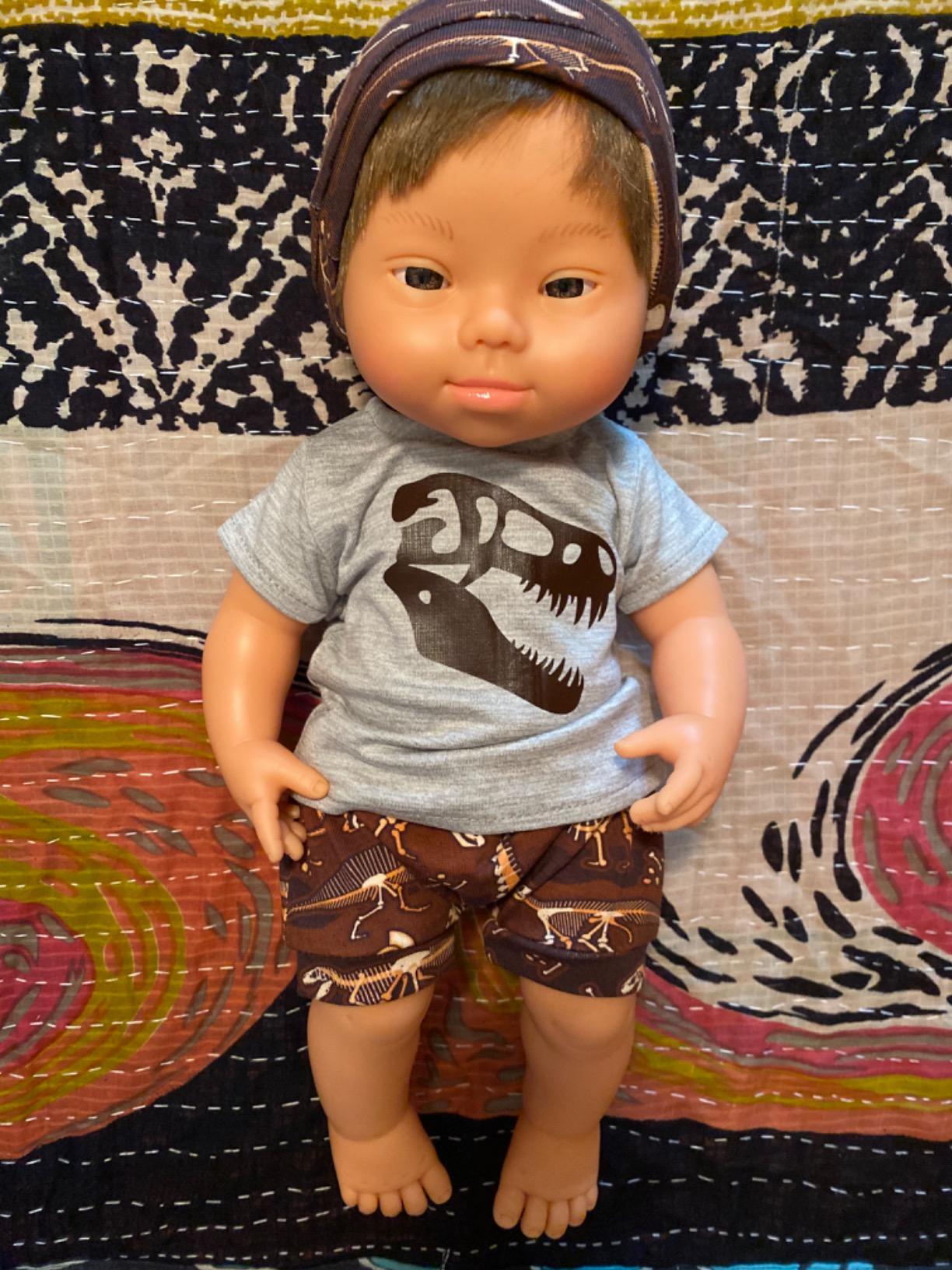 Miniland 31068 Babypuppe Junge 38 cm Down Syndrom Vanille