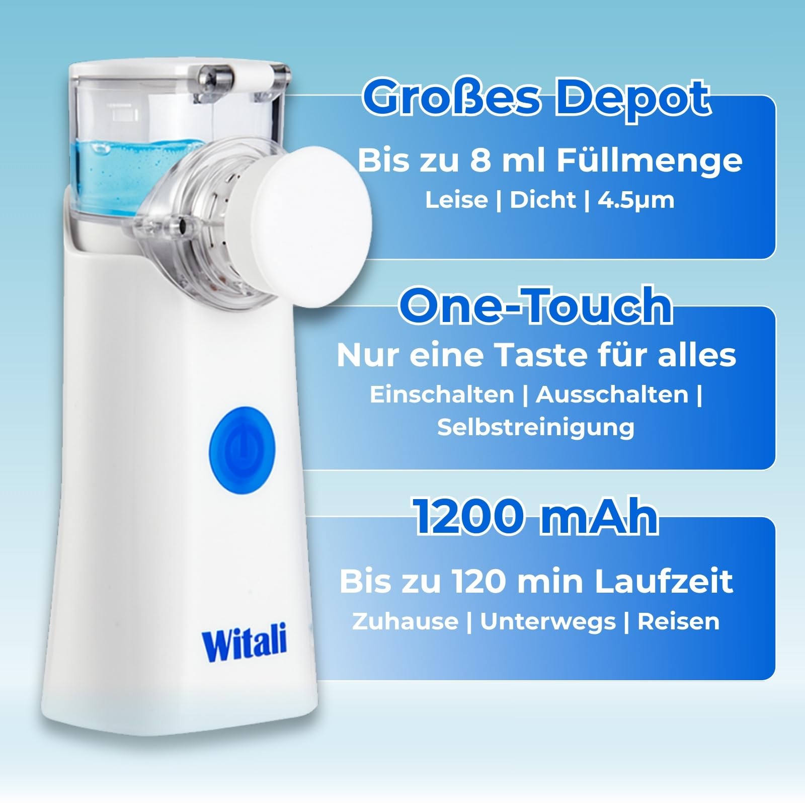 Witali Mesh Inhalationsgerät tragbar mit Masken