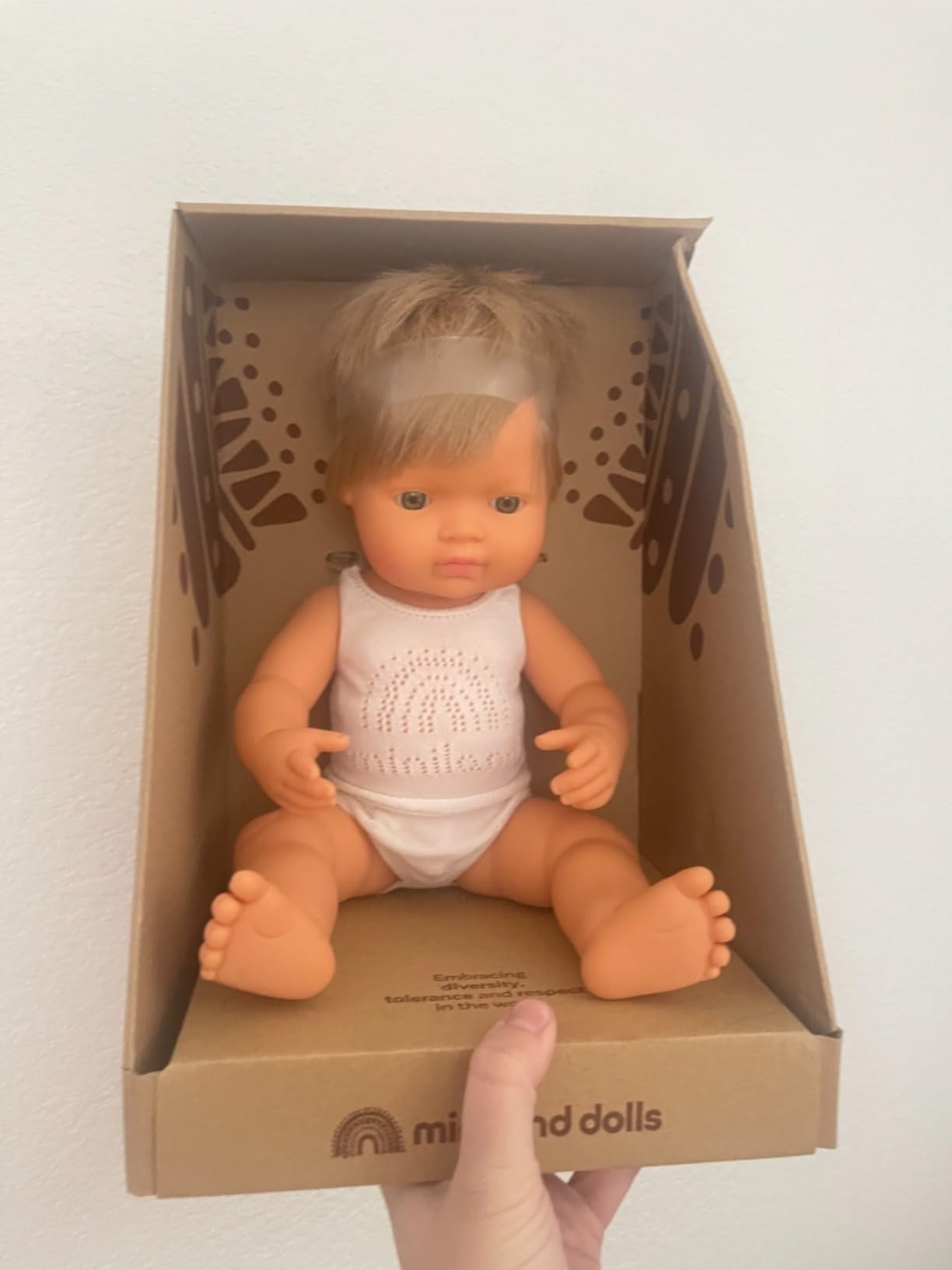 Miniland Dolls Babypuppe Junge 38 cm europäisch blond