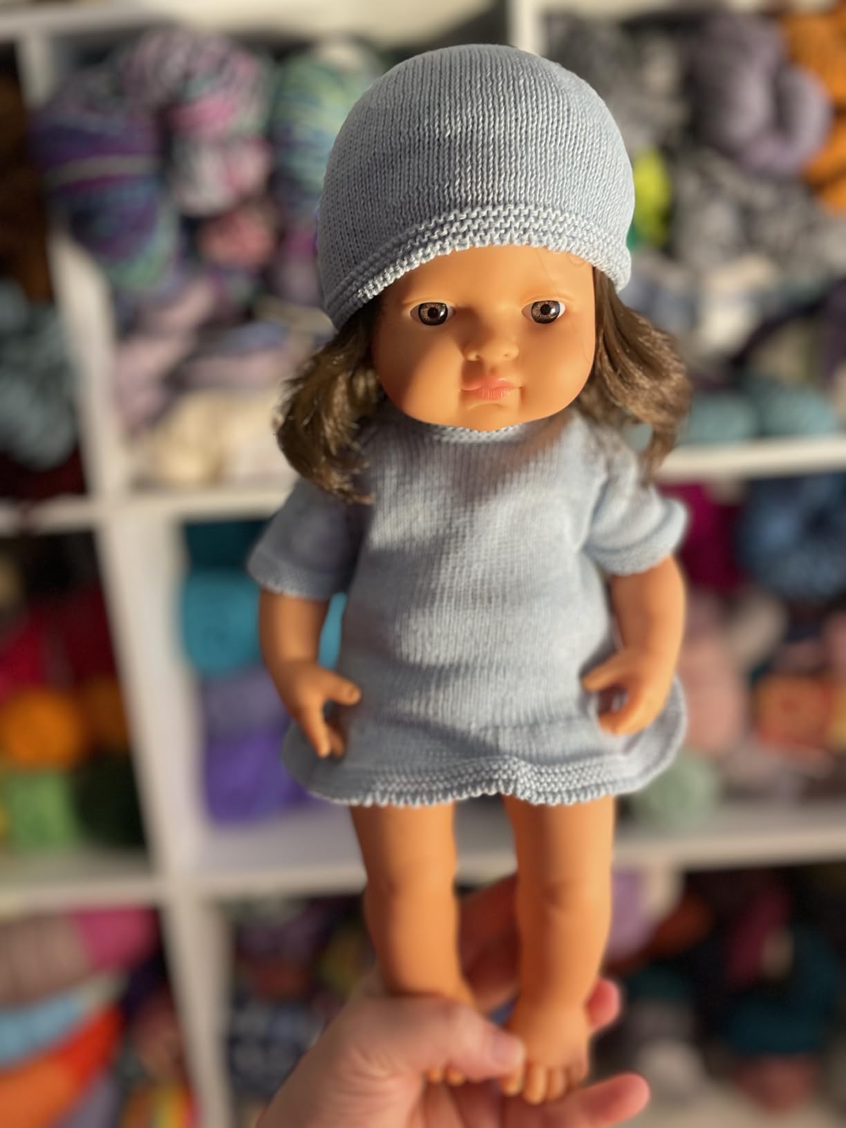 Miniland Dolls Puppenkleidung 40 cm blau 3-tlg Recycling-Strick