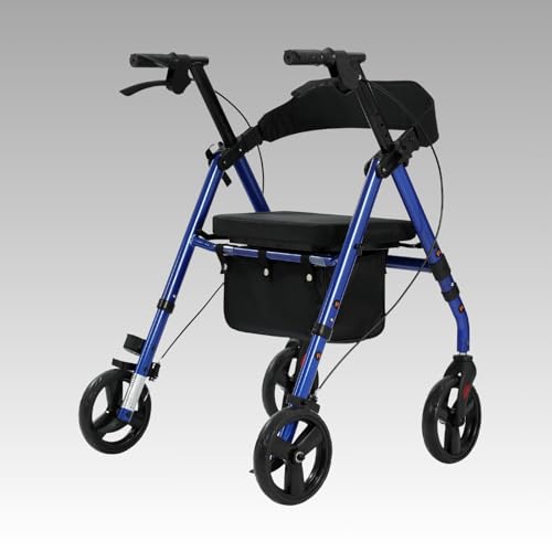 maxErgo Rollator Blau Gehhilfe mit Sitz faltbar