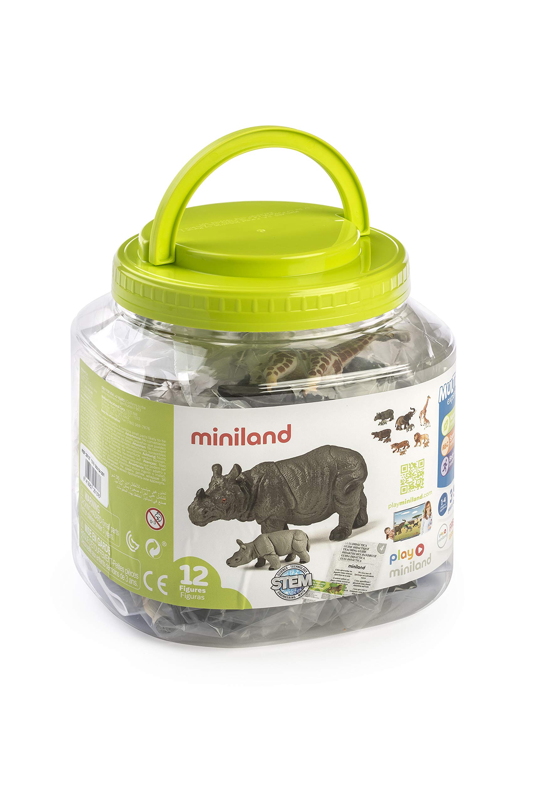 Miniland Wildtiere Mütter mit Jungen 12 Figuren Dose