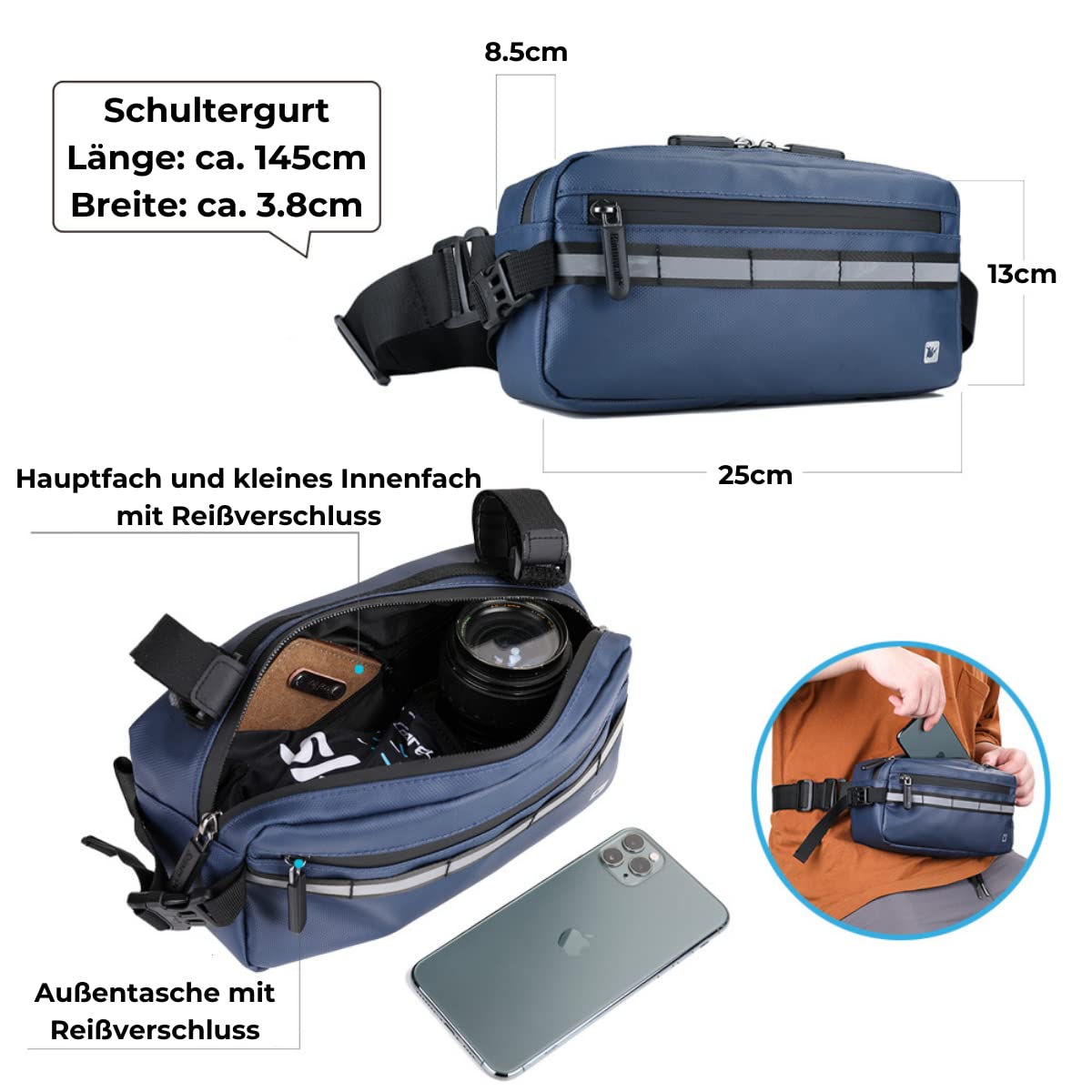 smartEC Fahrradtasche Lenkertasche Oberrohrtasche schwarz