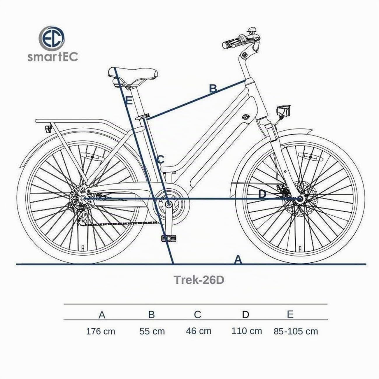 smartEC Trek-28D E-Bike Damen 28 Zoll 250W 36V 13Ah