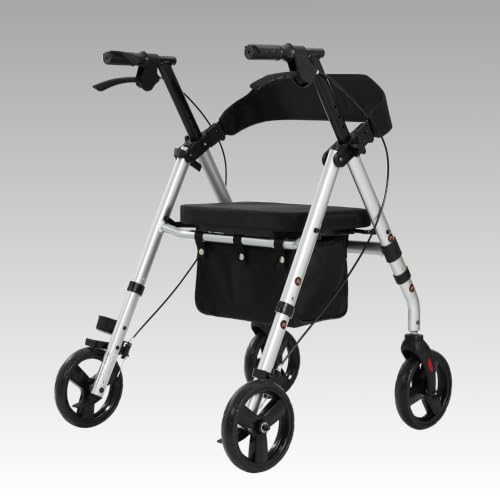 maxErgo Rollator Silber Gehhilfe mit Sitz faltbar