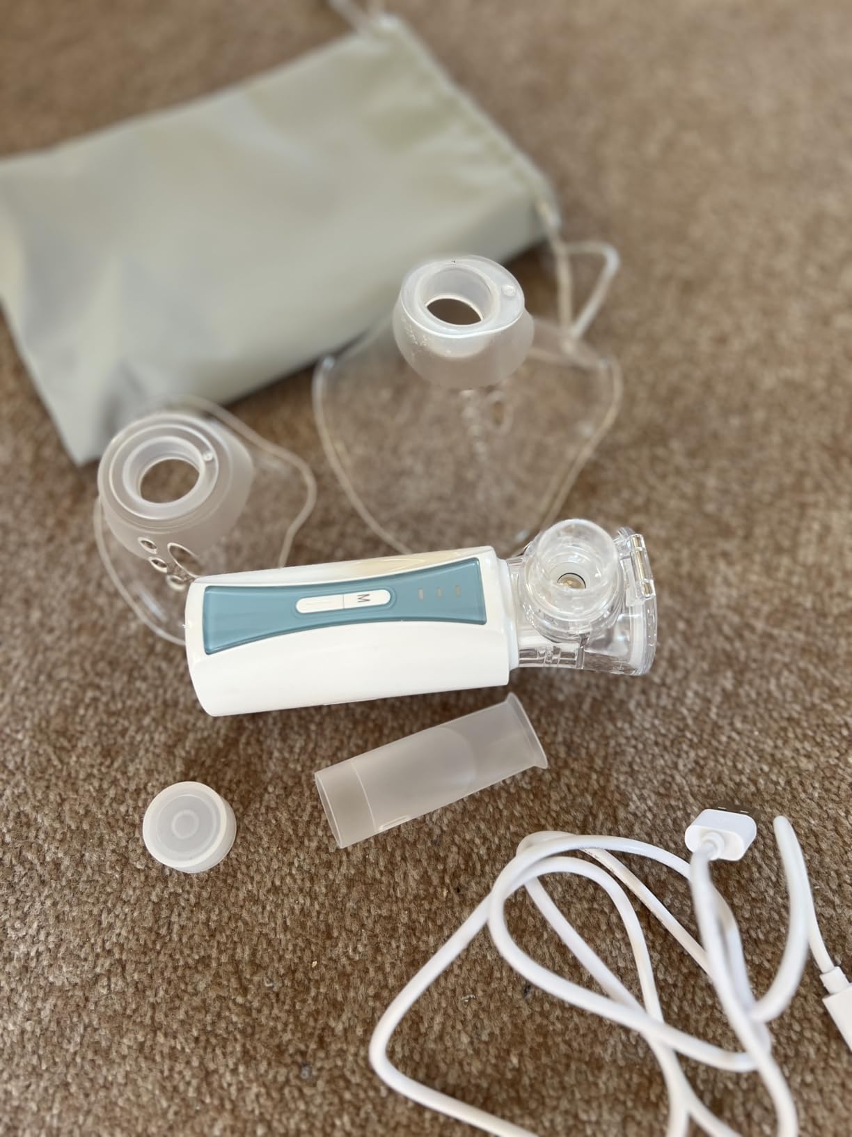 NIKYPJ Inhaler Inhalator USB blau-weiß Mesh-Vernebler 1-5 µm