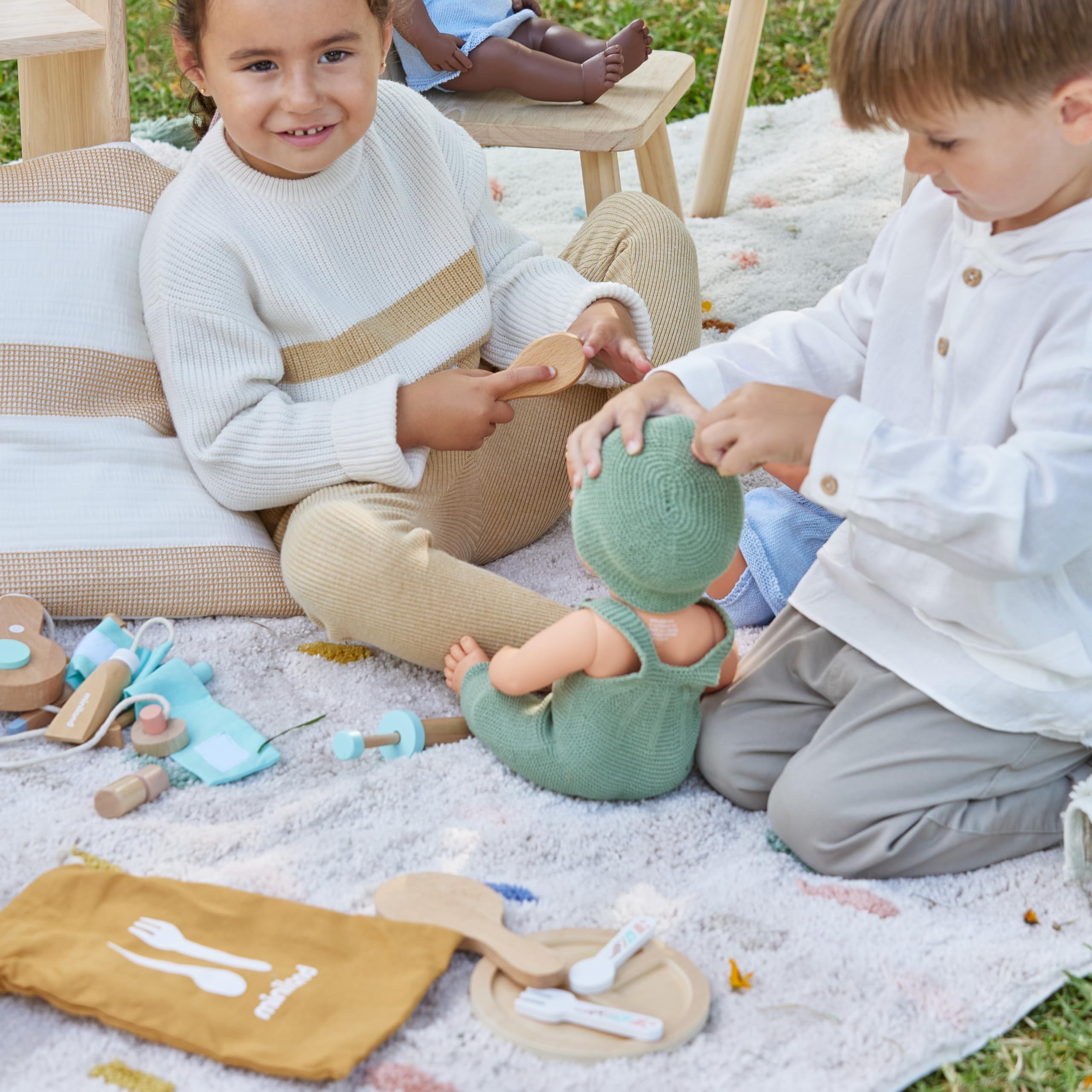 Miniland Dolls 94060 Fütterset Holz Puppenzubehör