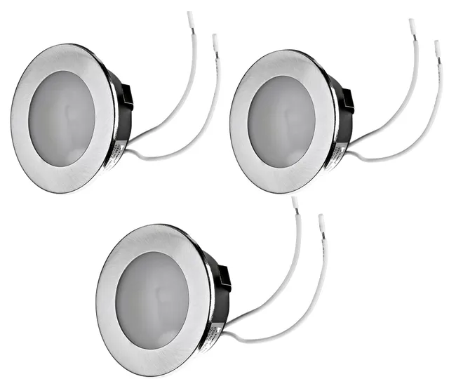 feinlux LED Einbauleuchte Set G4 12V 3x Silber-gebürstet