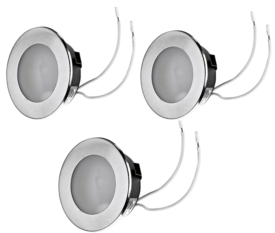 feinlux LED Einbauleuchte Set G4 12V 3x Silber-gebürstet