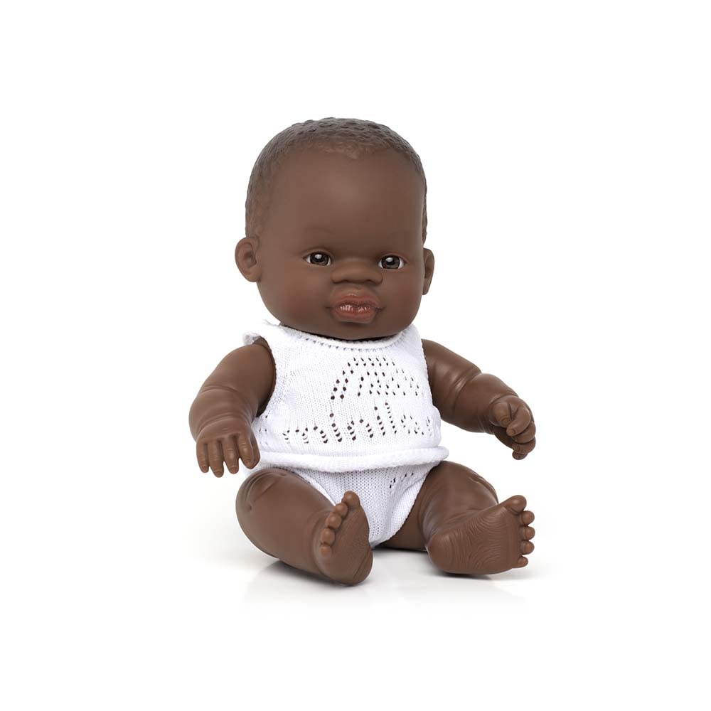 Miniland 31124 Baby Puppe 21 cm Afrikanisches Mädchen