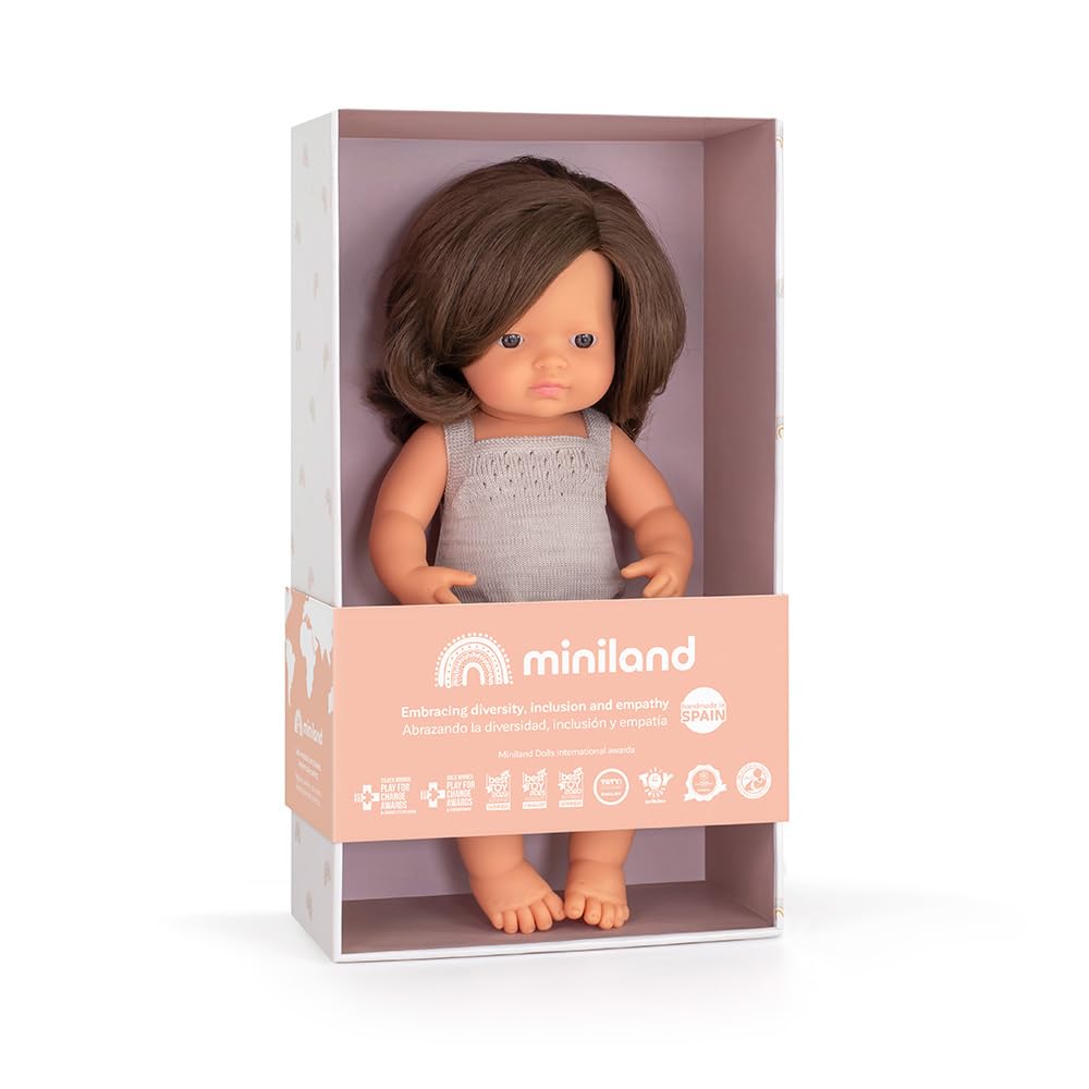 Miniland Puppe Colourful Edition 38 cm Vinyl braun Box