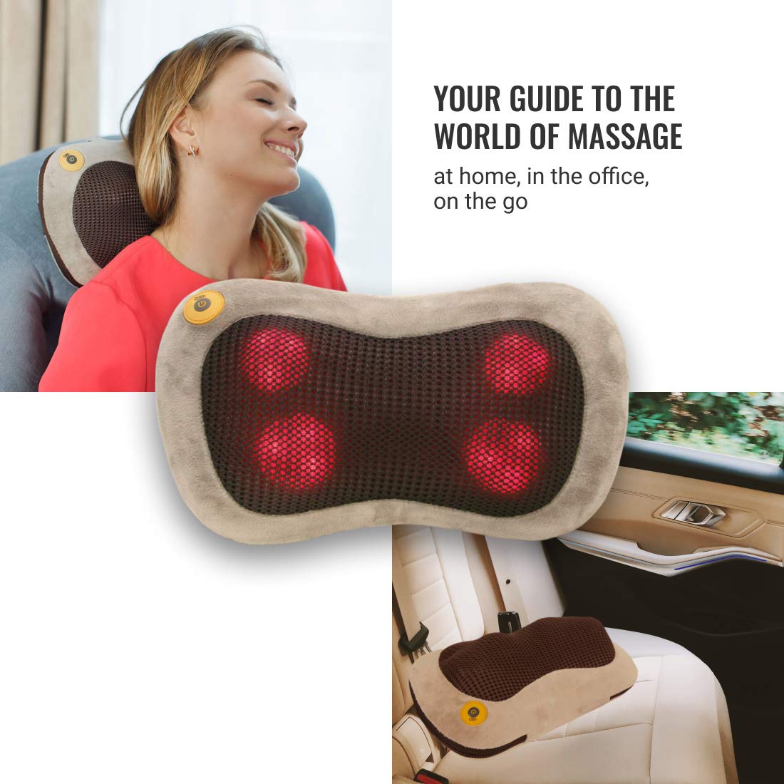Gess Shiatsu Massagekissen Wärme Nacken Rücken 30W