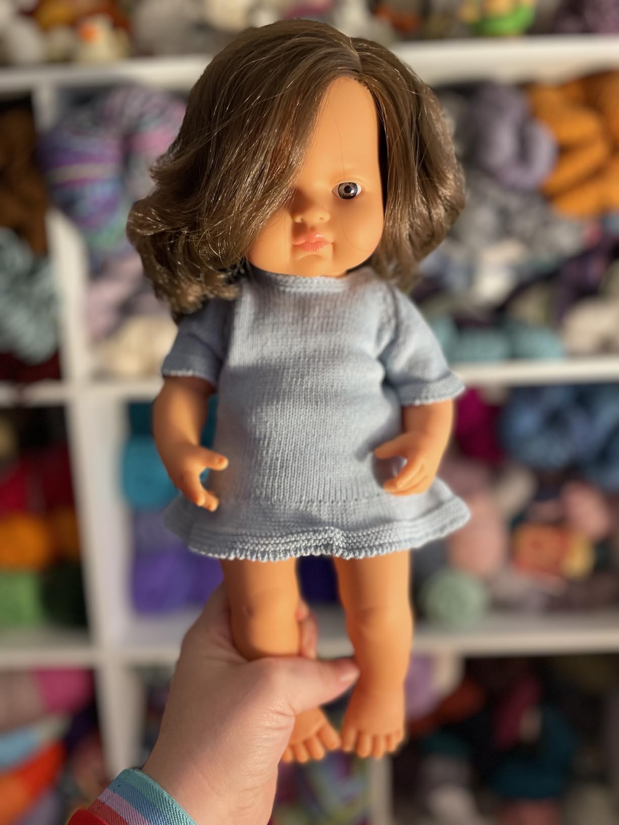 Miniland Dolls Puppenkleidung 40 cm blau 3-tlg Recycling-Strick