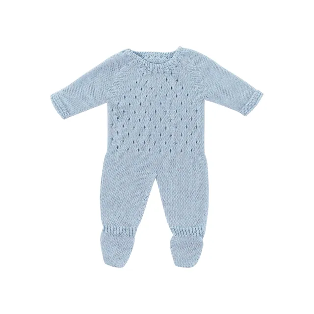 Miniland Dolls Strickpyjama blau Puppenkleidung 38 cm recycelt
