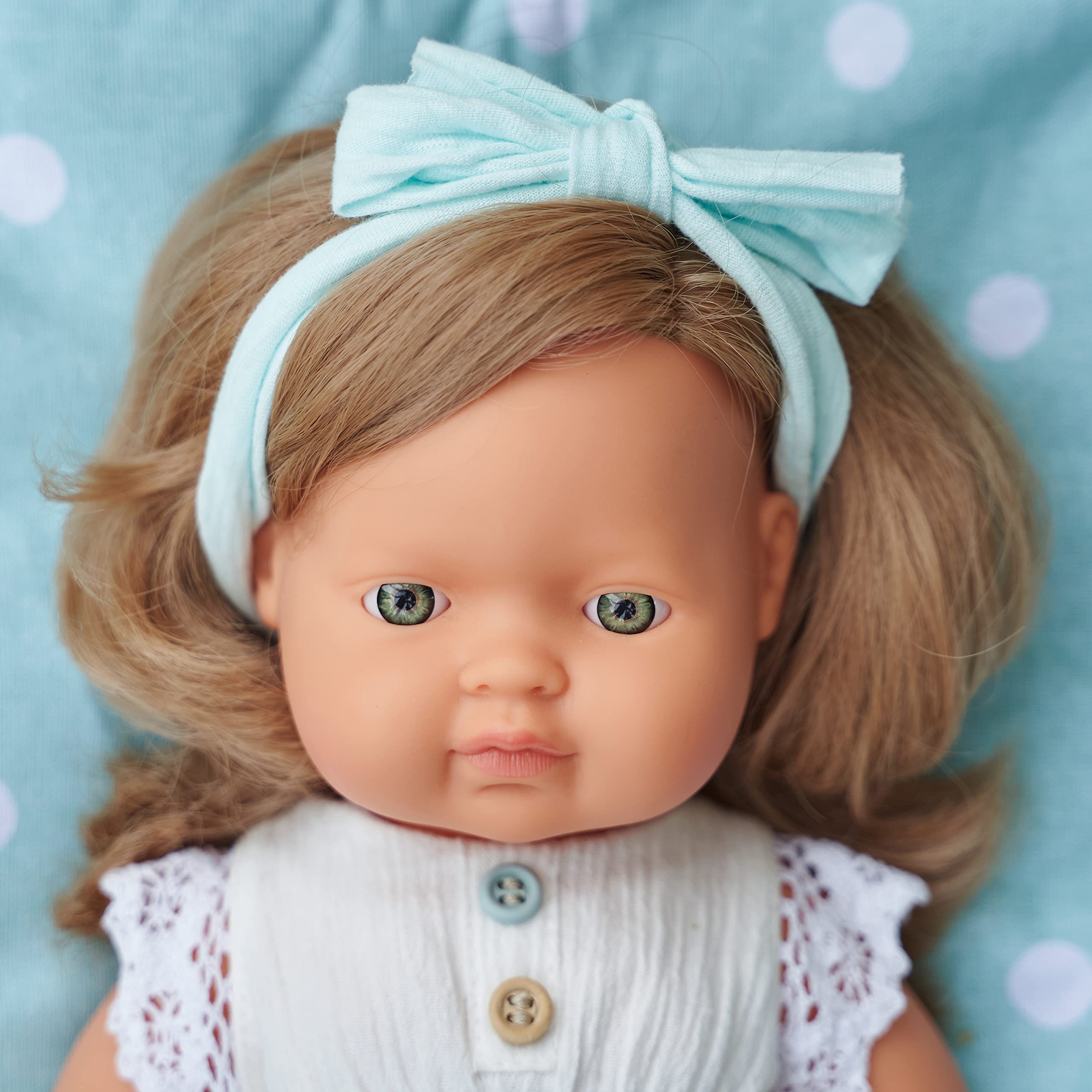 Miniland Dolls Babypuppe Mädchen 38cm dunkelblond ohne Kleidung