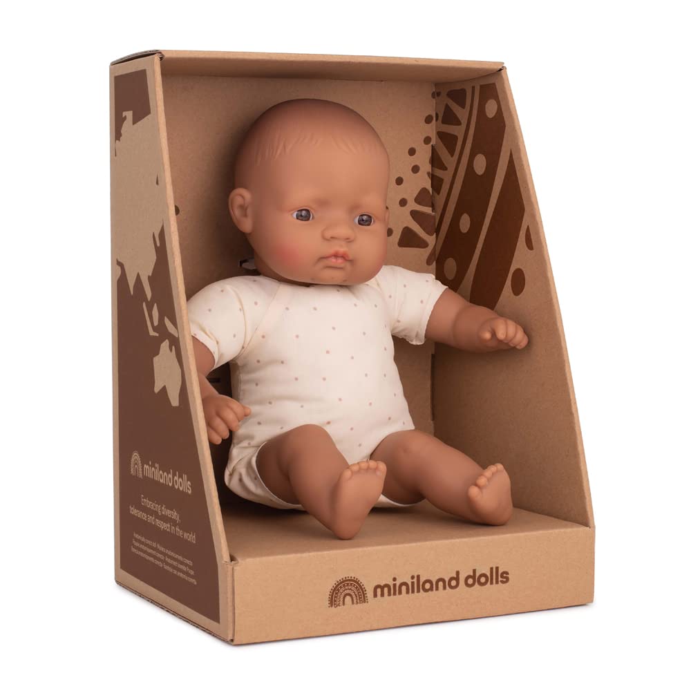 Miniland Dolls Babypuppe 32 cm lateinamerikanisch Stoffkörper