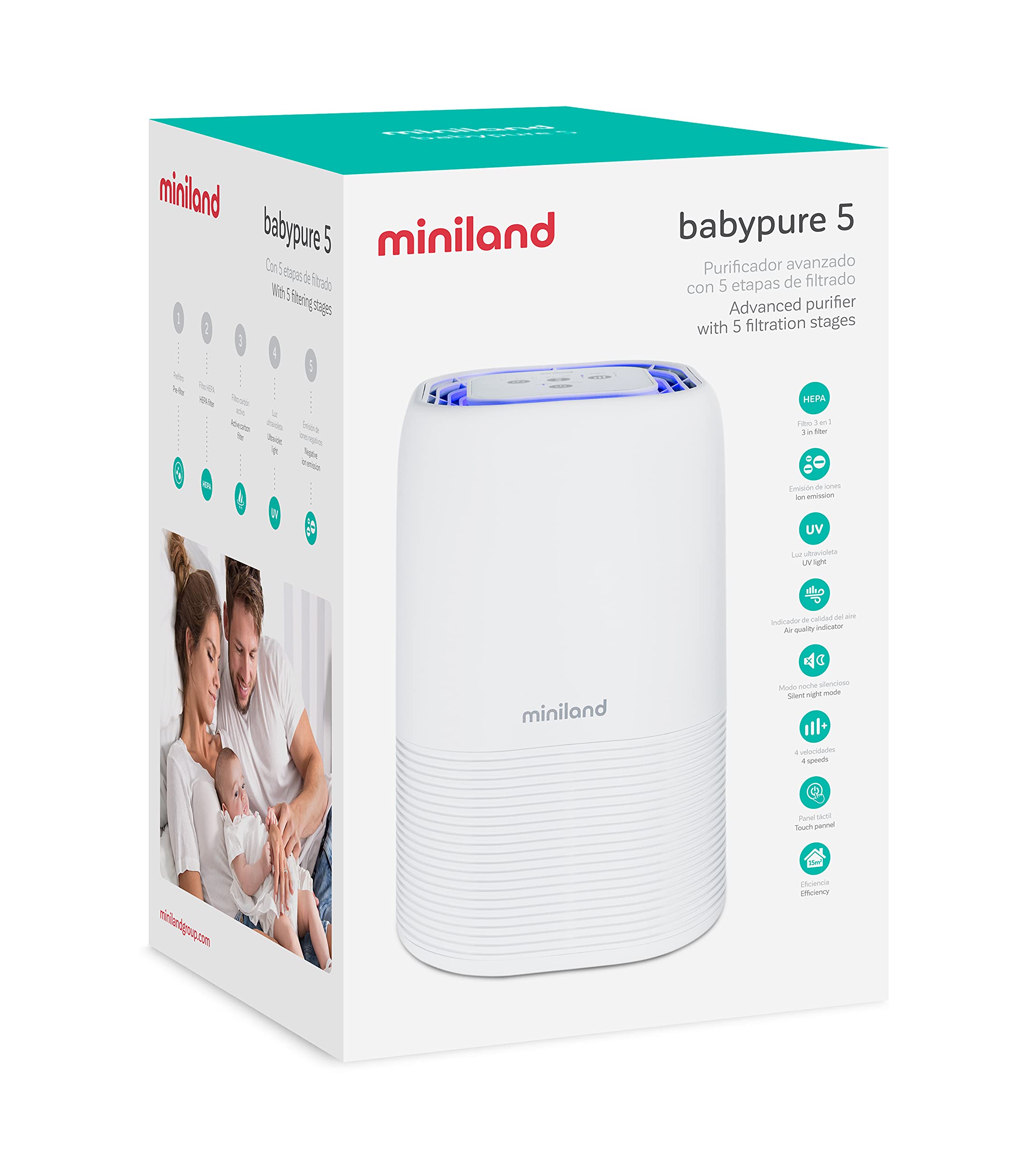 Miniland Babypure 5 Luftreiniger HEPA UV Ionisator Weiß