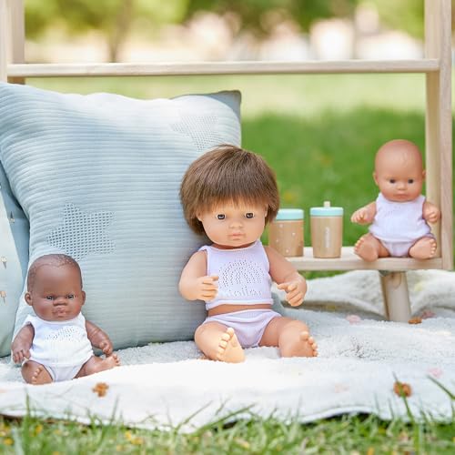 Miniland Dolls Babypuppe 38cm braunhaariger Junge 31179 Vanille