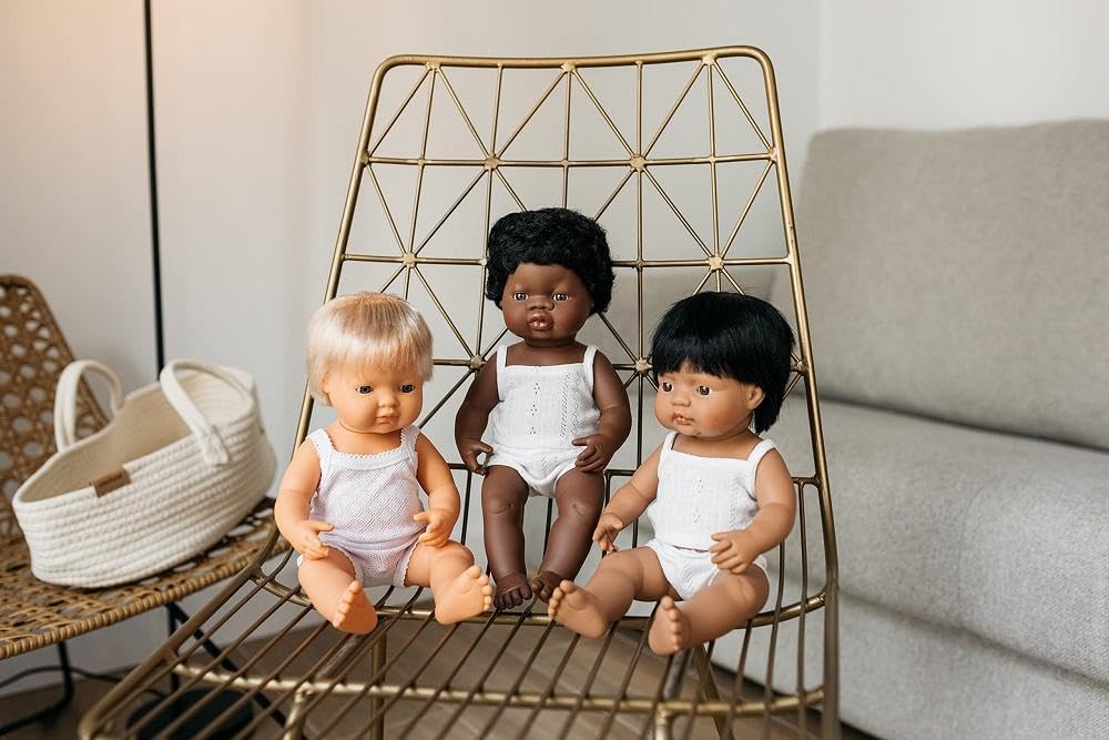 Miniland 31160 Babypuppe 38cm afroamerikanisches Mädchen Vinyl