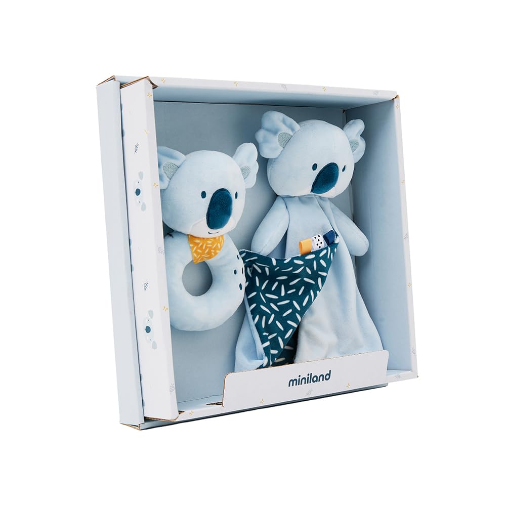 Miniland Infant Koala Babygeschenk Set Rassel Doudou Box